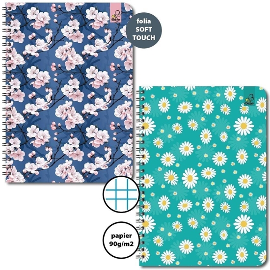 Изображение Koozeszyt A5/50K kratka 90g Kwiatki (6szt)