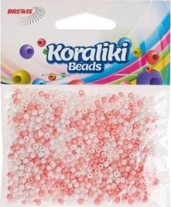 Picture of Koraliki akrylowe do nawlekania biae róowe 35mm