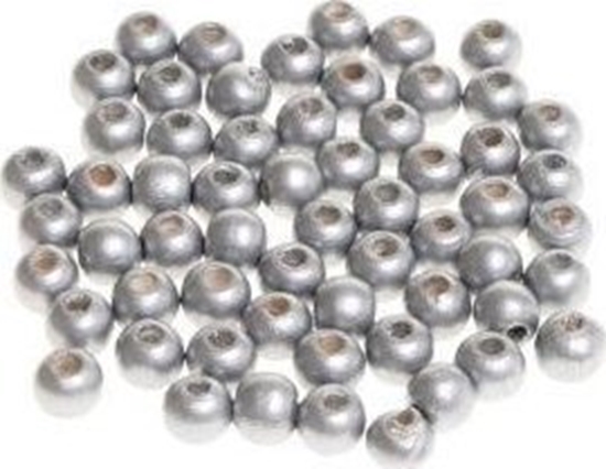 Picture of Koraliki drewniane do nawlekania srebrne 10mm 60sz