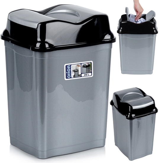 Picture of Kosz na mieci plastikowy szary 28 l