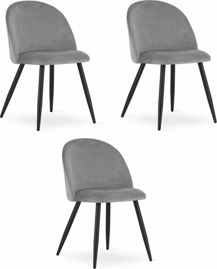 Picture of Krzeso BELLO - aksamit jasnoszare / nogi czarne x 3