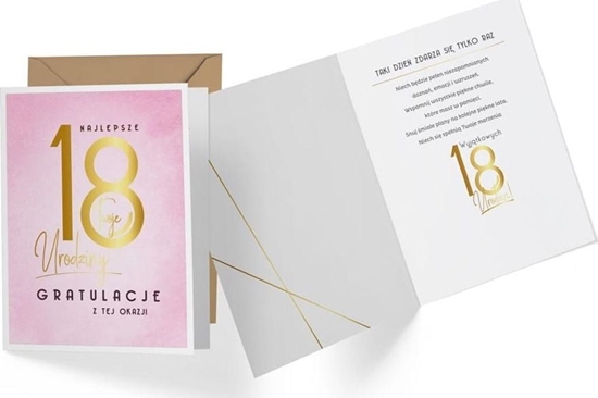 Изображение KUKARTKA Karnet 18 Urodziny, róowe V-008