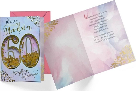Изображение KUKARTKA Karnet B6 konfetti KNF-040 Urodziny 60 damskie