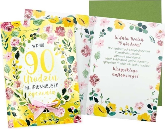 Изображение KUKARTKA Karnet B6 Urodziny 90 (kwiaty)