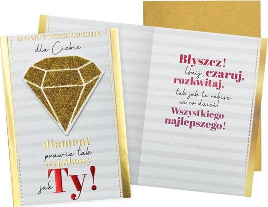 Изображение KUKARTKA Karnet B6 Urodziny diament