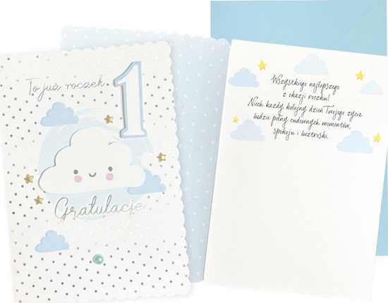Изображение KUKARTKA Karnet B6 Urodziny Roczek (chmurka niebieska)