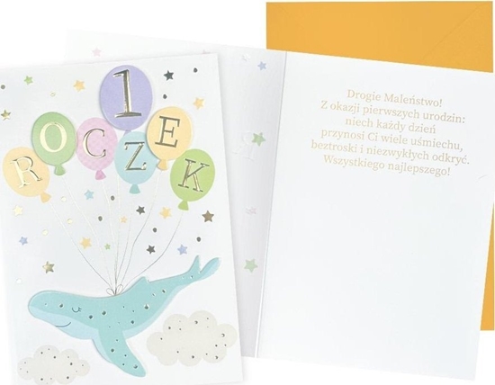 Изображение KUKARTKA Karnet B6 Urodziny Roczek (wieloryb)