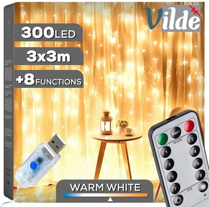 Attēls no Kurtyna wietlna z pilotem 300 LED 3 m
