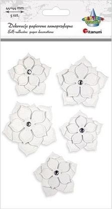 Attēls no Kwiaty papierowe samoprzylepne 3D biae 5szt