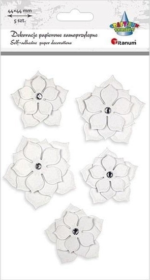 Picture of Kwiaty papierowe samoprzylepne 3D biae 5szt