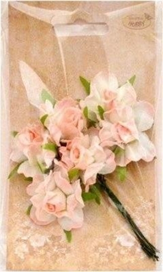Изображение Kwiatki materiaowe jasnorózowo-biae 3cm 6szt