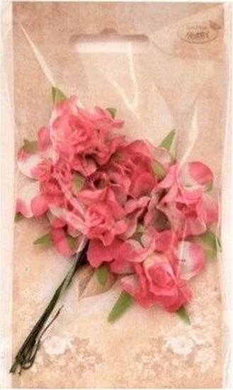 Изображение Kwiatki materiaowe rózowo-biae 3cm 6szt