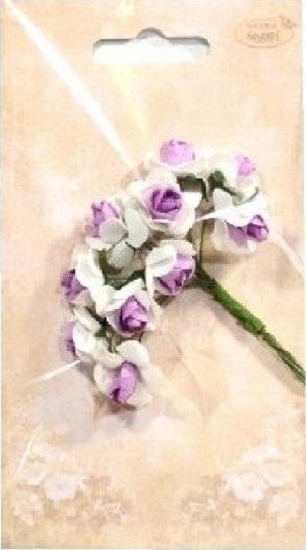 Picture of Kwiatki papierowe róyczki biao-fioletowe