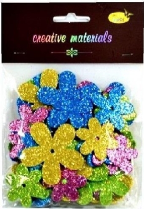 Picture of Kwiatki z pianki brokatowej wiosenne 56szt