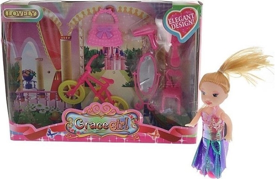 Picture of Lalka mini 9cm z rowerem i toaletk