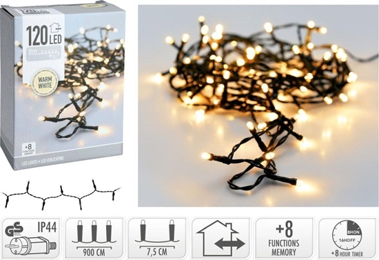 Picture of Lampki choinkowe Koopman Lampki choinkowe acuch wietlny 120 led timer ciepy biay