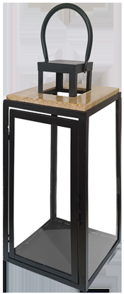Picture of Laterna Gaby metāla|koka 20x20x49cm, melna