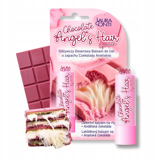 Изображение LAURA CONTI_Chocolate Angel's Hair odywczy deserowy balsam do ust Anielska Czekolada 4,8g