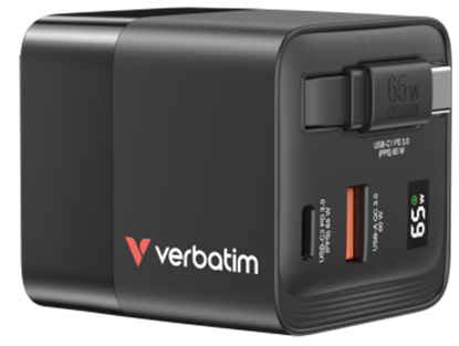 Picture of Lādētājs Verbatim GaN Wall Charger 65W 2 Port with Retractable Cable