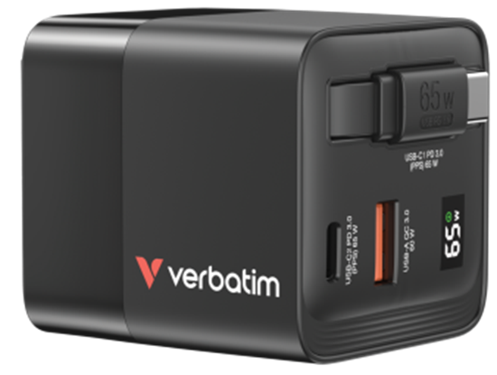 Picture of Lādētājs Verbatim GaN Wall Charger 65W 2 Port with Retractable Cable