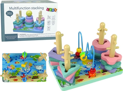 Изображение Lean Sport Drewniane Klocki Sorter Morski wiat Koraliki Edukacyjne