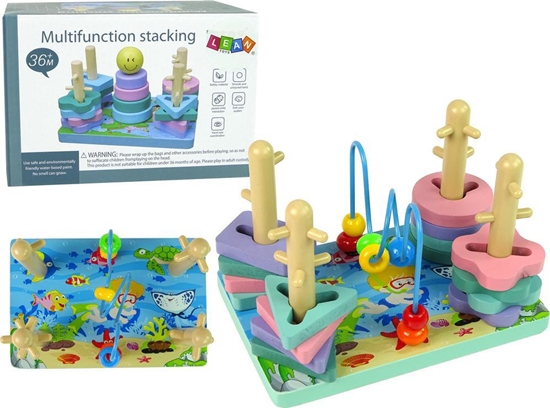 Изображение Lean Sport Drewniane Klocki Sorter Morski wiat Koraliki Edukacyjne