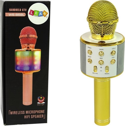 Attēls no Lean Sport Mikrofon Bezprzewodowy USB Gonik Nagrywanie Karaoke Model WS-858 Zoty