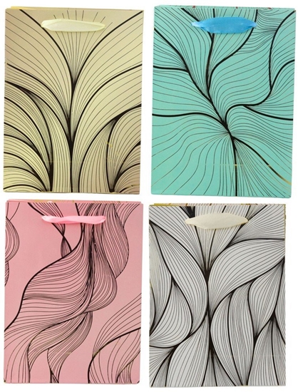 Picture of Lean Torba Prezentowa Falisty Zoty Wzór Mix Kolor 23 x 18 x 10 cm