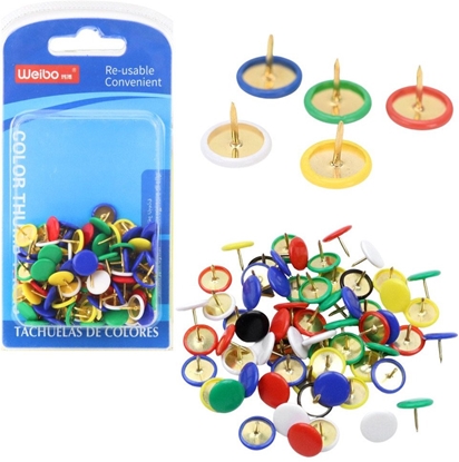 Picture of Lean Zestaw Pinezki Z Pask Gówk Biurowe Szkolne Kolorowe 90szt.