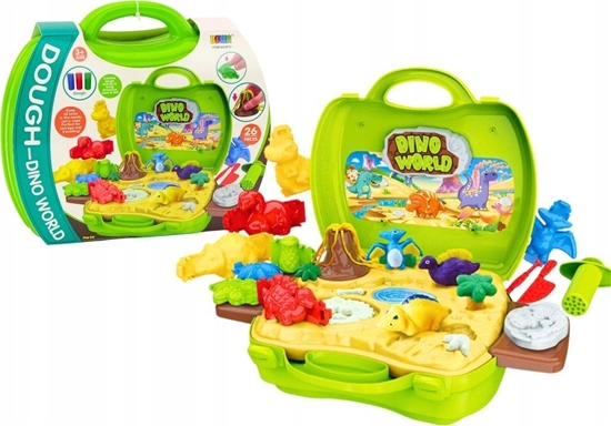 Picture of LeanToys Ciastolina wiat Dinozaurów W Walizce Foremki Narzdzia Zielony