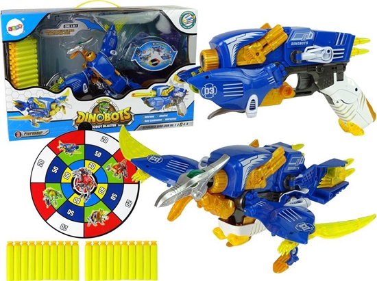 Изображение LeanToys Dinobots 2w1 Dinozaur Pistolet na Strzaki Niebieski Pterosaur Tarcza