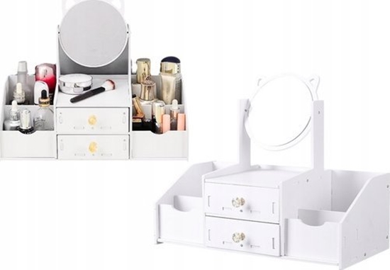 Picture of LeanToys Maa Toaletka Dziecica Lustro Z Uszami Szufladki Drewniana Biaa