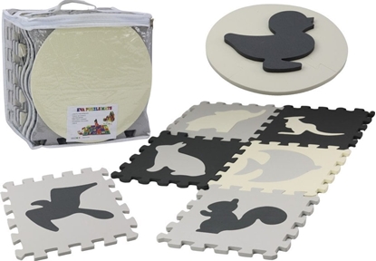 Изображение LeanToys Mikkie Puzzle Mata Kontrastowa Edukacyjna Pianka EVA Szare 28 ele.