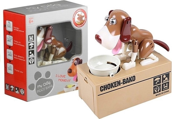 Picture of LeanToys Skarbonka Pies Zjadajcy Monety Jasnobrzowy LEAN Toys