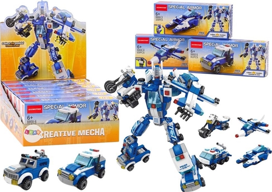 Picture of LeanToys Wozy Policyjne Motor ód Samolot Policja Klocki Konstrukcyjne MIX