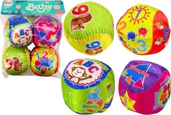 Picture of LeanToys Zestaw Mikkie Pieczki Kolorowe Edukacyjne Grzechotka Piki 4szt.