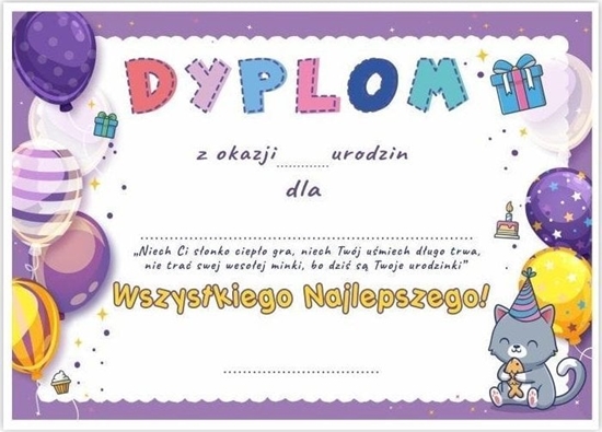 Изображение LearnHow Dyplom A5 urodzinowy - Balony 5szt