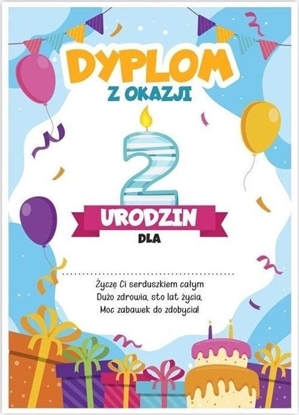 Изображение LearnHow Dyplom A5 urodzinowy - drugie urodziny 5szt
