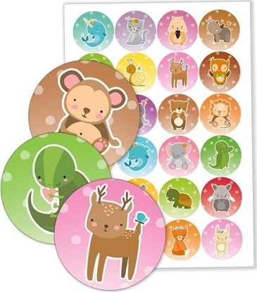 Изображение LearnHow Naklejki do szafki - Zwierzaki z tem 40mm 24szt.