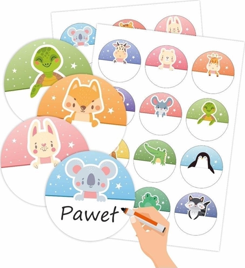 Изображение LearnHow Naklejki do szafki/na szafki - Zwierzaki 24 szt.