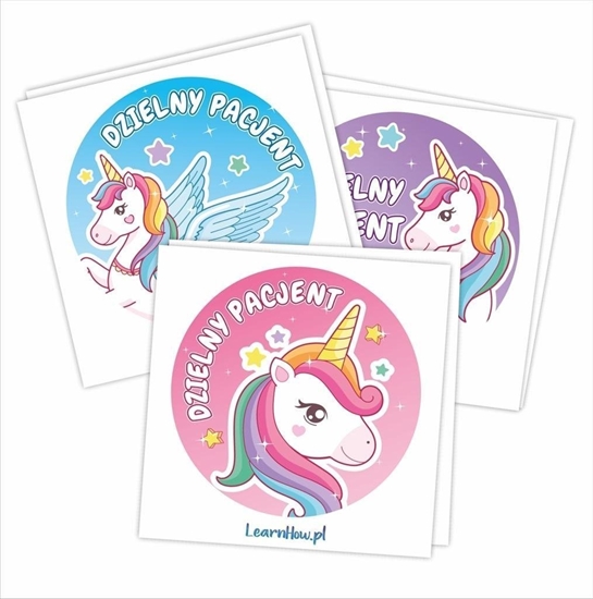 Изображение LearnHow Naklejki Dzielny pacjent - Jednoroce 60mm 60szt