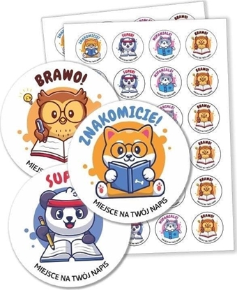 Attēls no LearnHow Naklejki motywacyjne - Szkolne zwierztka 48 szt.