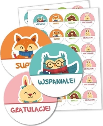 Attēls no LearnHow Naklejki motywacyjne - Zwierztka 40mm 48szt