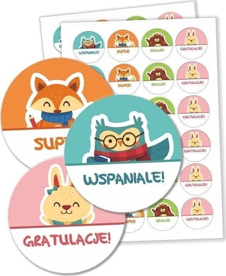 Изображение LearnHow Naklejki motywacyjne - Zwierztka 40mm 48szt