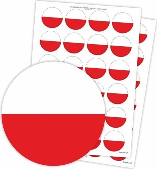 Изображение LearnHow Naklejki patriotyczne - Flaga Polski 48szt