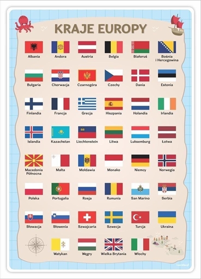Изображение LearnHow Plakat edukacyjny - Kraje Europy A3