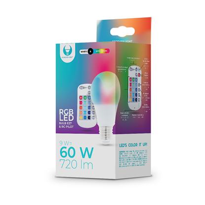 Picture of LED Bulb E27 A60 RGB + White 9W + RC Forever Light