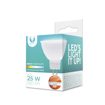 Picture of LED Bulb GU5,3 3W 12V 3000K 130lm 38° Forever Ligh