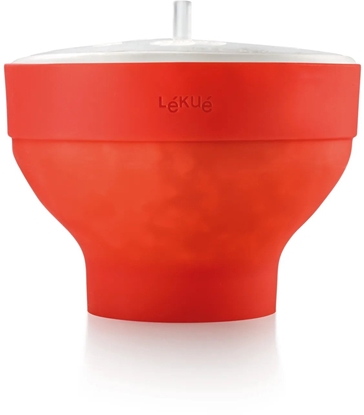 Attēls no Lékué Popkorno gamybos forma mikrobang kros. - Raudona