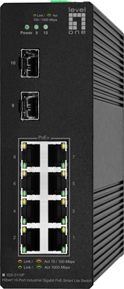 Picture of Level One LevelOne IGS-2110P tīkla pārslēgs Vadīts L2 Gigabit Ethernet (10/100/1000) Power over Ethernet (PoE) Melns